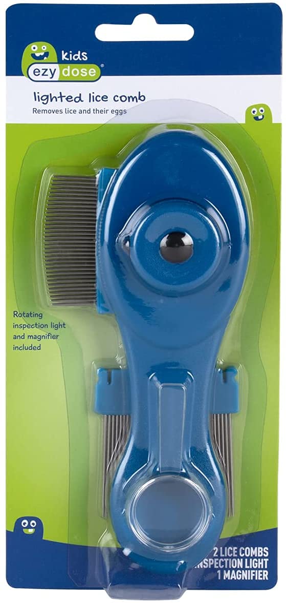 EZY DOSE Kids Lice and Eggs Comb, Hair Care for Baby, Toddler, Adult, Includes Light, Magnifying Glass, Stainless Steel Pin Teet