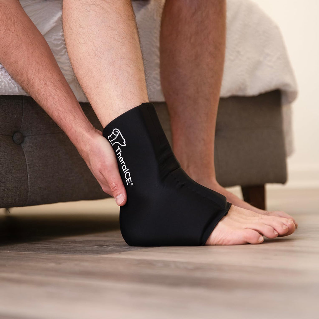 TheraICE Ankle Ice Pack Wrap for Swelling, Reusable Ankle Ice Pack for Sprained Ankle Injuries, Cold Therapy Sock Compression, P
