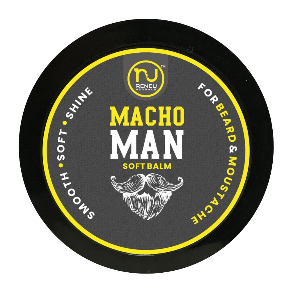 Reneu Herbals Macho Man Beard Balm For Men | Beard Softener & Styling Gel | Silky & Smooth Effect | 50 Gm