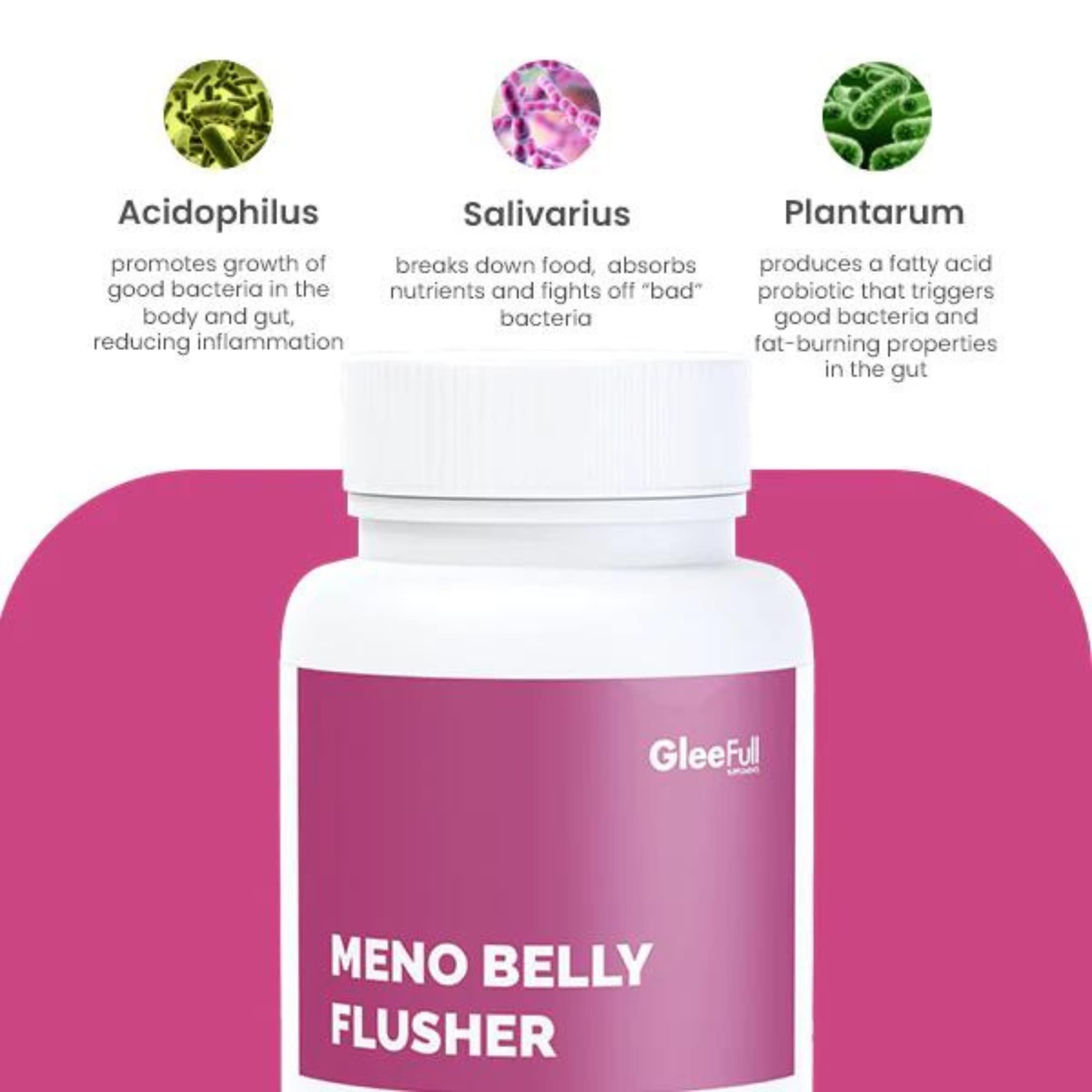 GleeFull Meno Belly Flusher - Menopause Supplements for Women - Hormone Balance for Weight Loss - Supports Digestion to Maintain