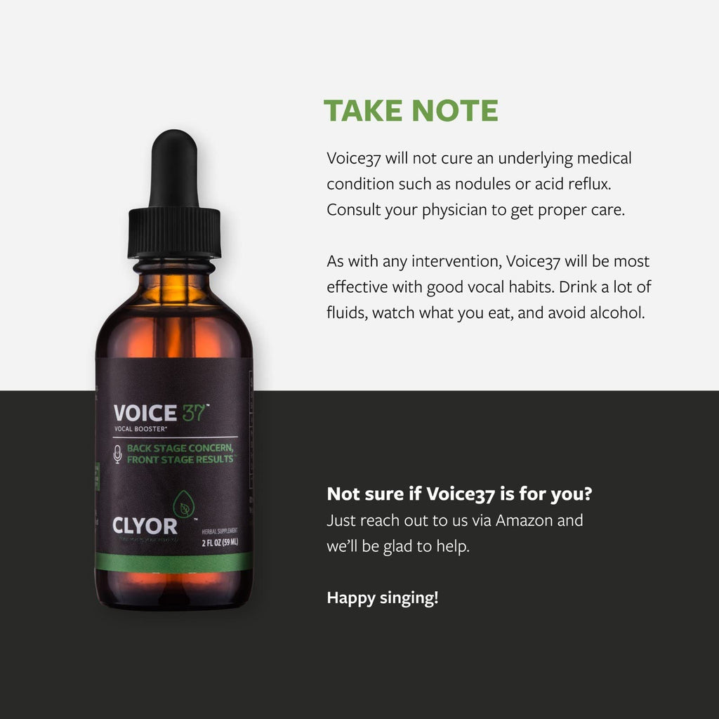 CLYOR Voice37- All Natural Voice Remedy for Singers - Boosts Your Voice - Soothes and Relieve Hoarseness - Lubricates Vocal Cord