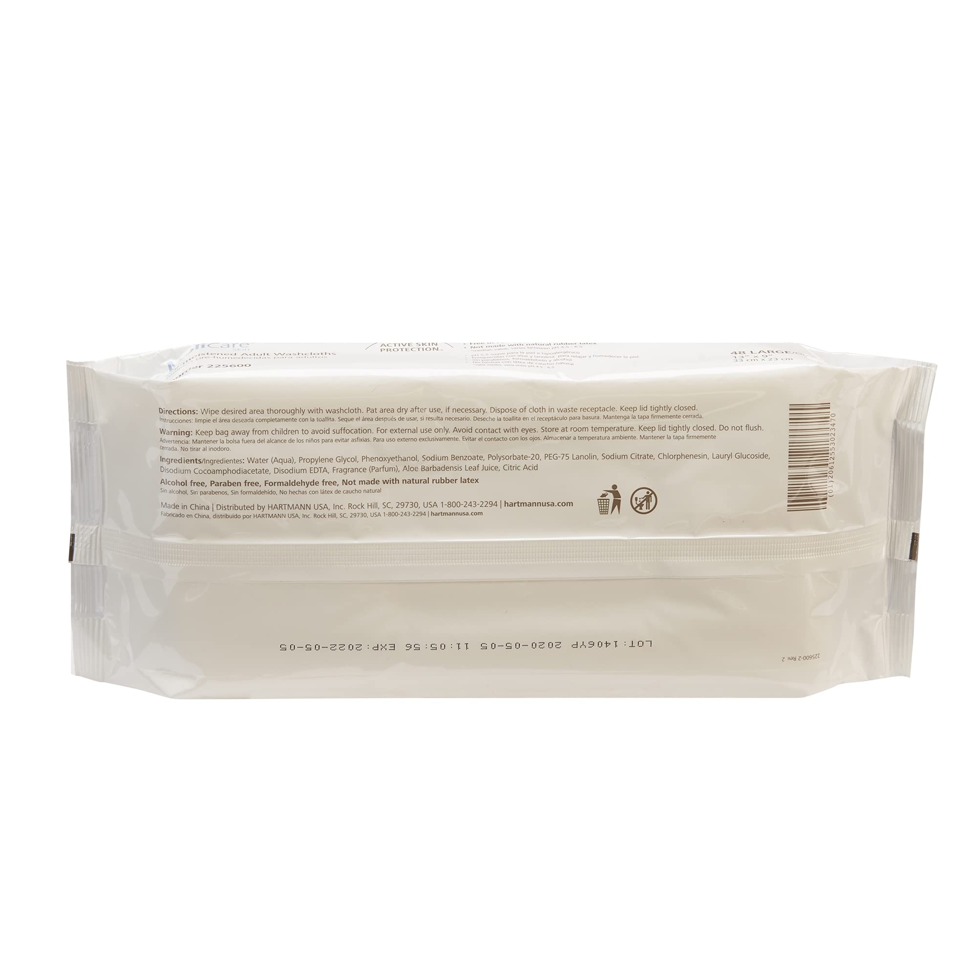 MoliCare Skin Washcloths, Aloe Vera/Lanolin, 48 Count, Large 13x9