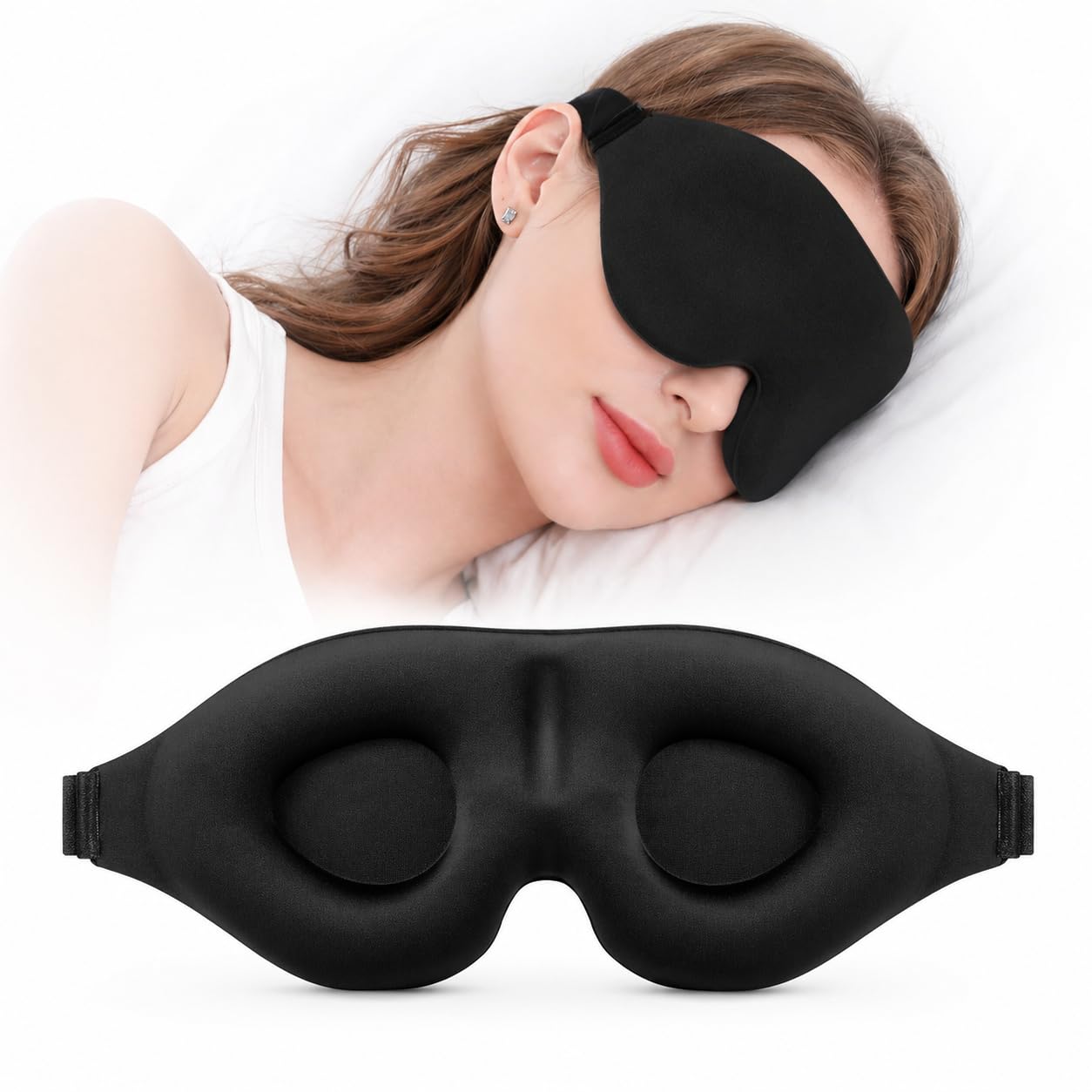 Deriko 3D Memory Foam Sleeping Mask For Men Women Sleep Mask Blind Fold Eye Cover Pad For Travel | Night Eye Band Eyemask Patch 