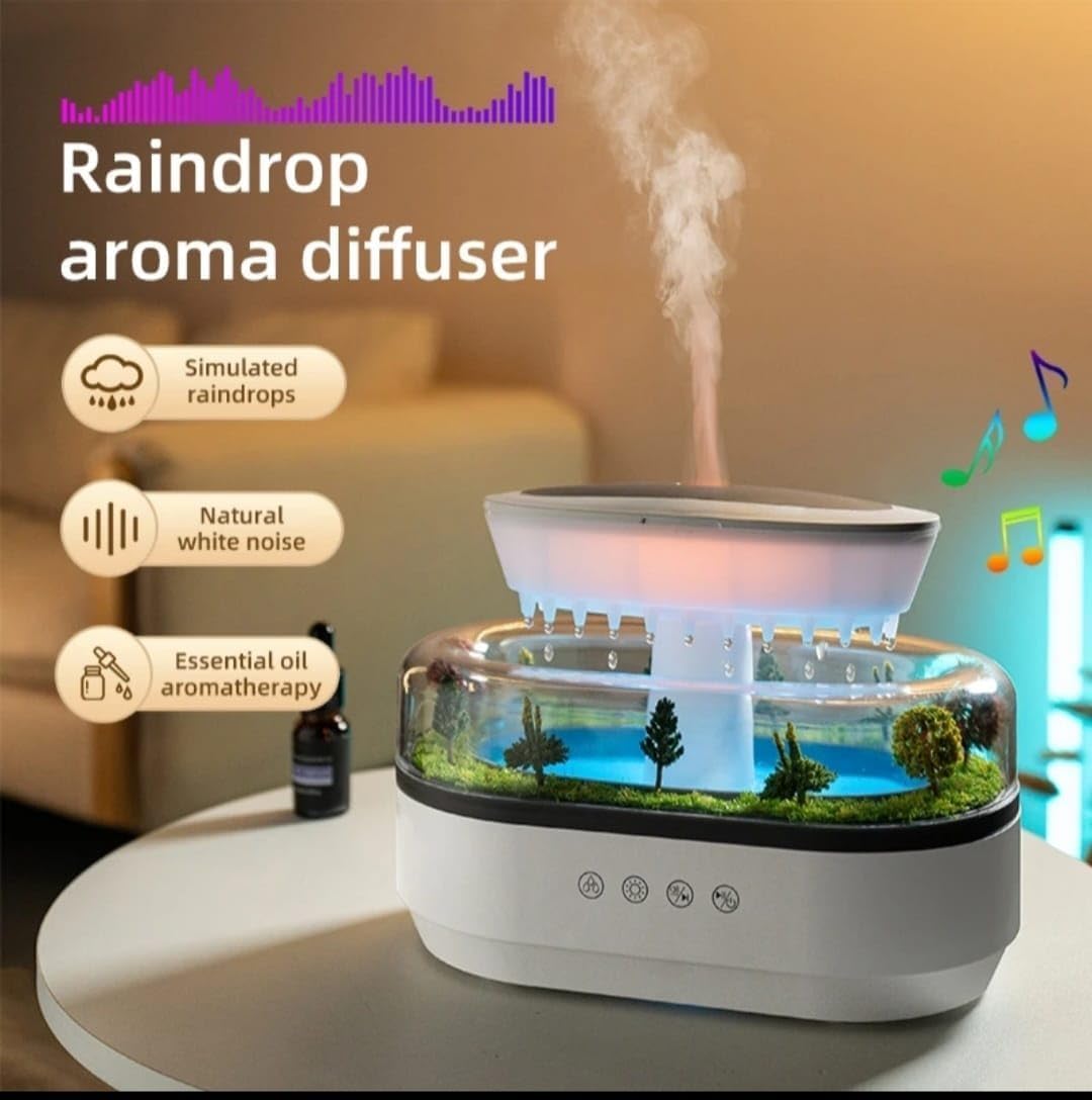 Rain Cloud Humidifier for Bedroom 350ML Diffusers for Essential Oils Large Room, Aroma diffusers Raindrop Humidifier with 250ml