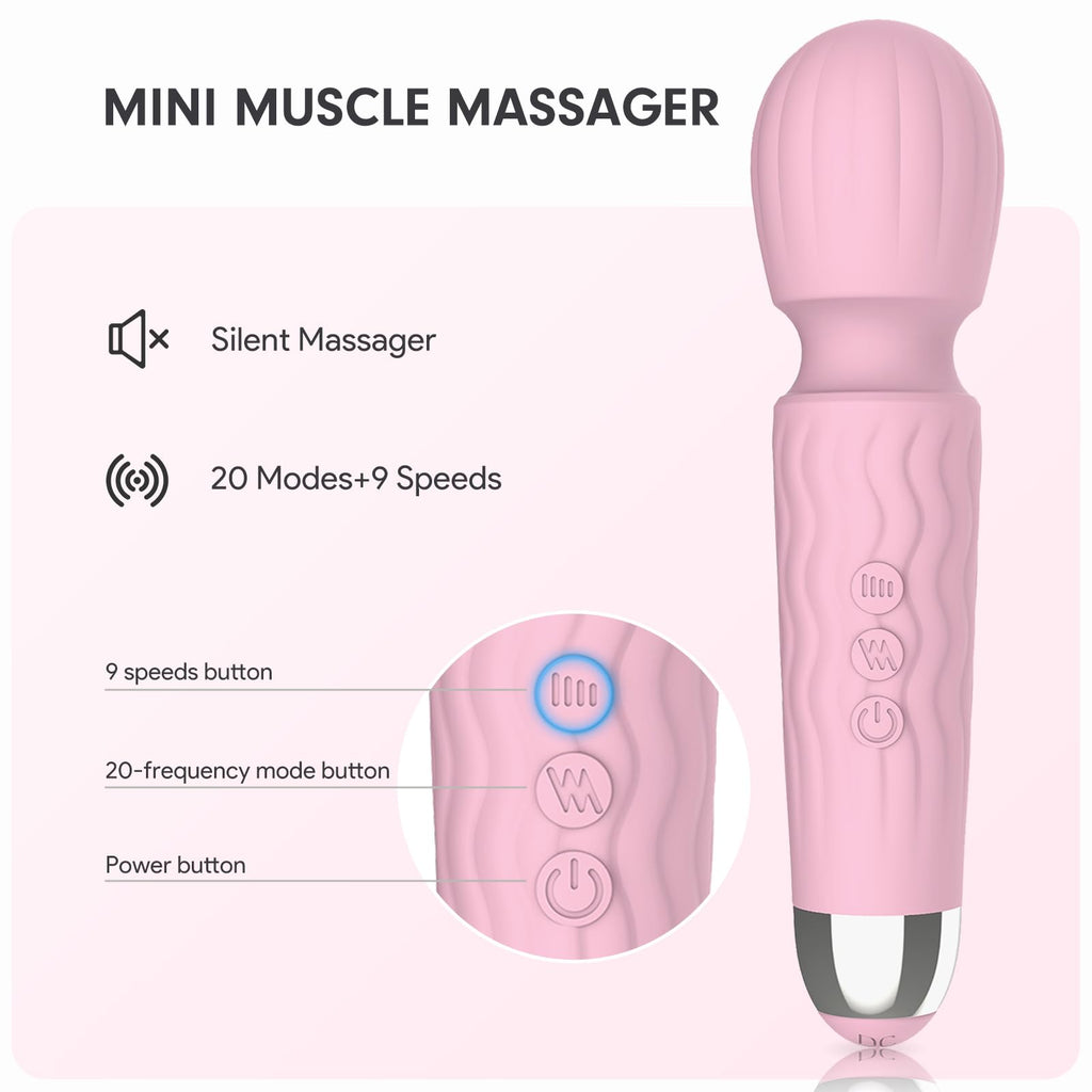 MANFLY Rechargeable Travel Mini Home Massage Tool, Handheld Quiet Powerful Neck Muscle Massager (Pink)