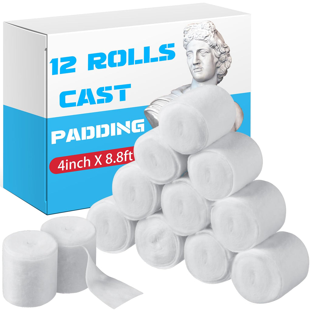 Nuanchu 12 Rolls Cast Padding Individual Pack Soft Cotton Undercast Padding Wrap Use with Plaster Cloth Gauze Bandage for Hallow