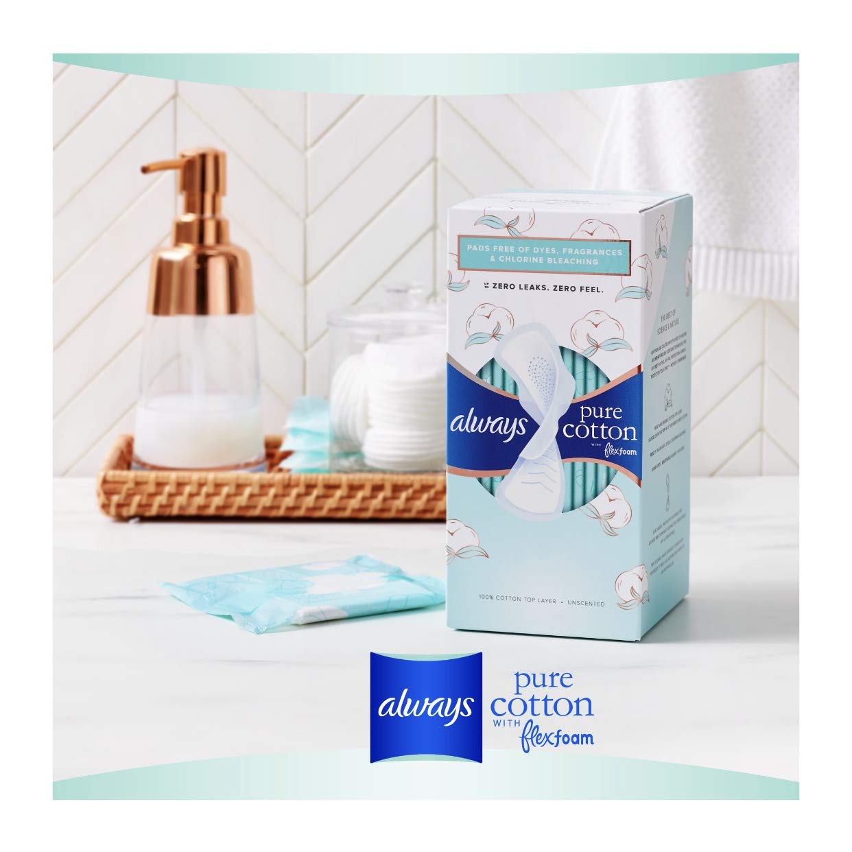 Always Pure Cotton with Flexfoam 12 Pads Size 2
