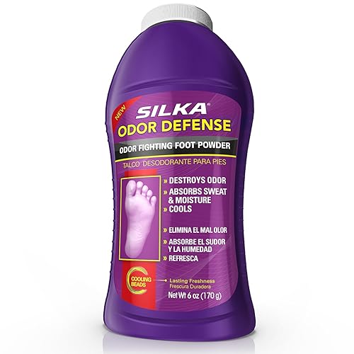 SILKA Odor Fighting Foot Powder & Shoe Deodorizer with Corn Starch Powder, Talc & Cooling Beads for Lasting Freshness, Absorbs S
