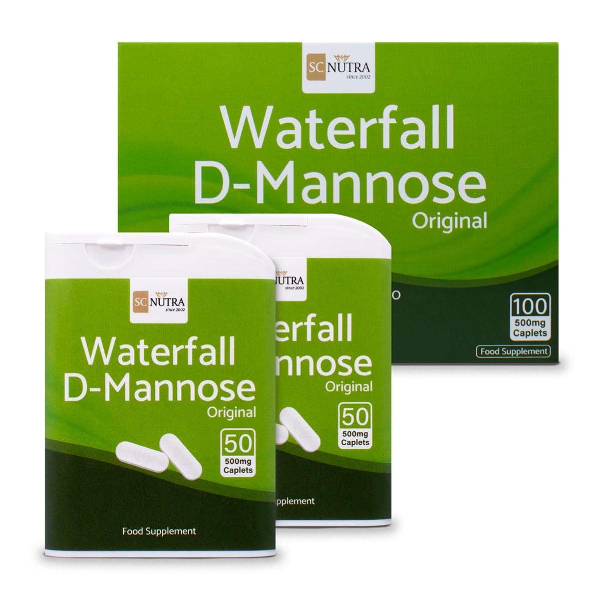 Waterfall D-Mannose Tablets 500mg (Capsule Sized) - 100% D-Mannose Naturally Sourced from Birch - Bladder Health | 100 x 500mg T