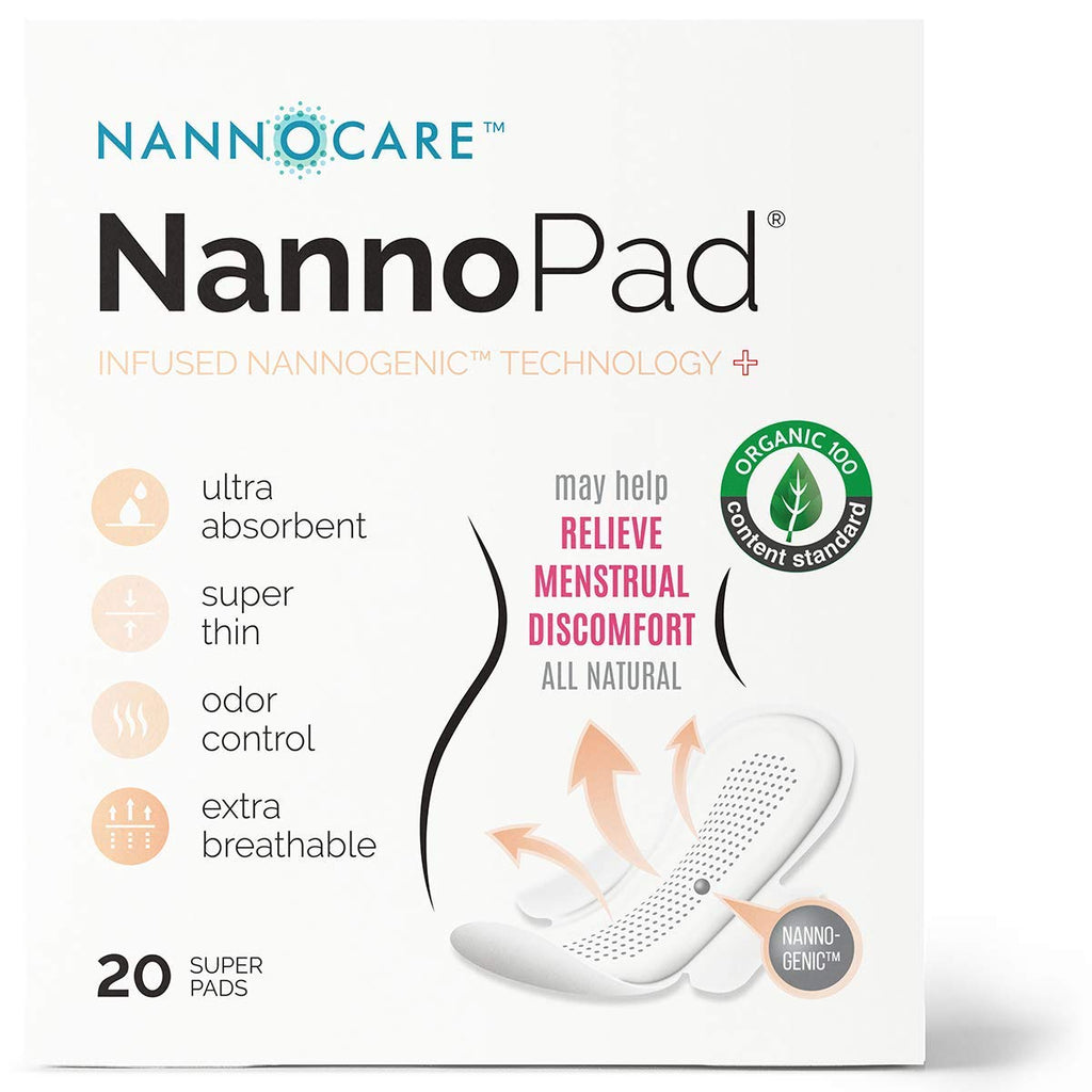NannoPad Super - Certified Organic Cotton - Naturally Relieve Your Discomfort - No Fragrances, Chemicals or Dyes - Odor-Control 