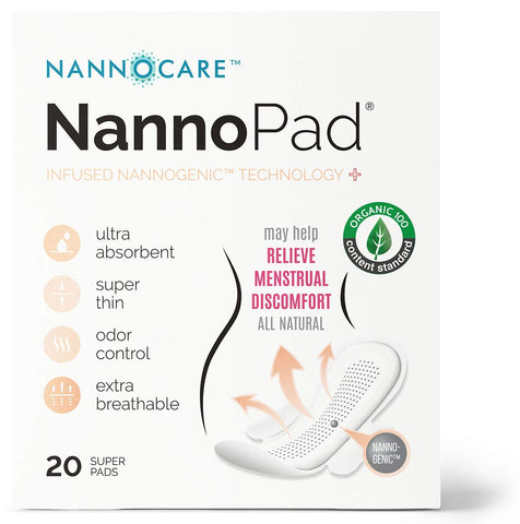 NannoPad Super - Certified Organic Cotton - Naturally Relieve Your Discomfort - No Fragrances, Chemicals or Dyes - Odor-Control 