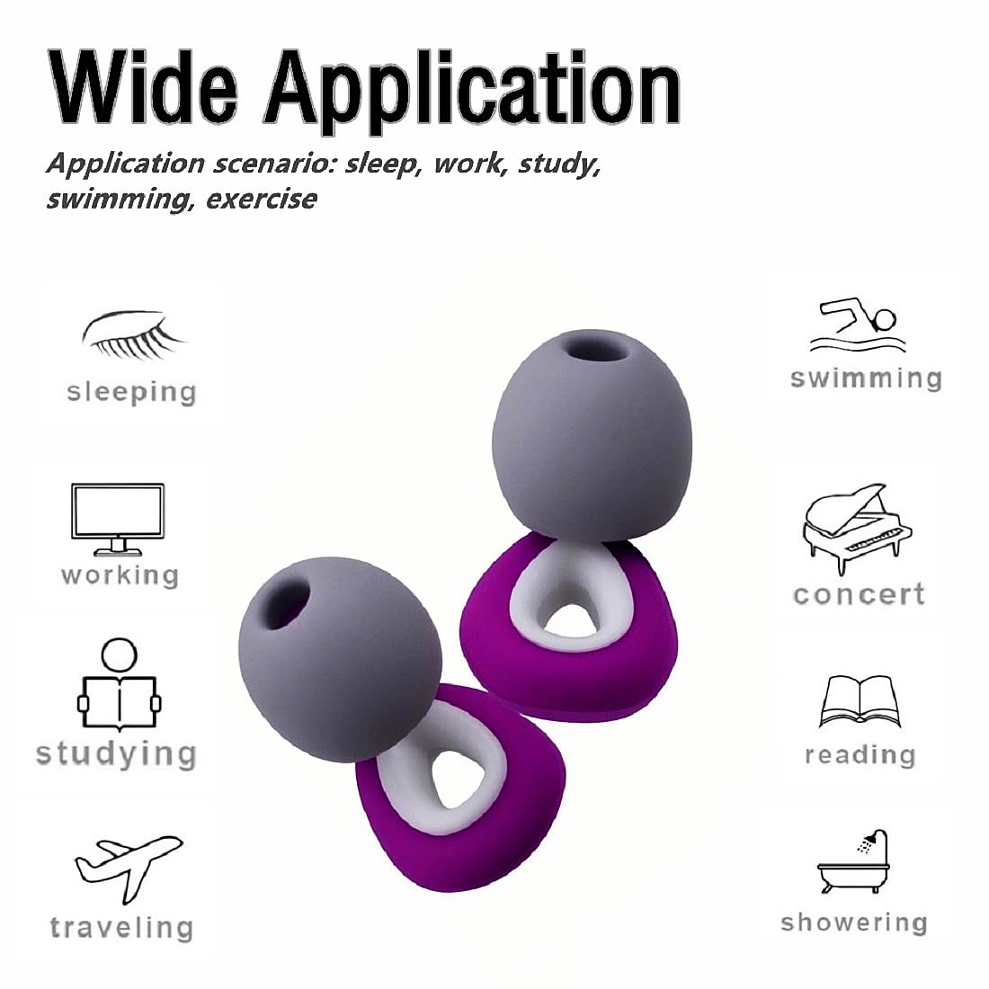 Ear Plugs for Sleeping, 1 Pair Ear Plugs for Sleeping Noise Cancelling 35dB Noise Reduction Earplugs Silicone Ear Plugs for Slee