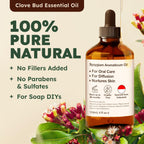 Kukka Clove Oil for Teeth and Gums - 4 Fl Oz - 100% Pure Natural Clove Essential Oil - Steam distilled from Flower Buds for Pote