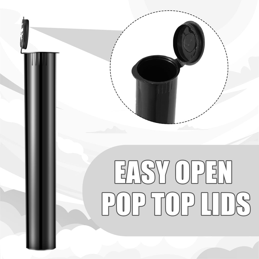 Frienda 116mm Black Plastic Tubes Bulk Plastic Tube 150/300/600 Pcs Waterproof Sealing Container Vial Pill Empty Holders with Li