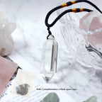Runyangshi Clear Quartz Healing Crystal Pendants, Double Pointed Natural Crystal Quartz Necklace 6 Faceted Chakra Crystal Wand S