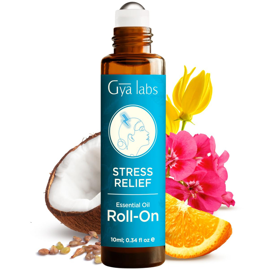 Gya Labs Stress Relief Essential Oil Roll on - Relaxing Gifts for Women & Men, 100% Pure Natural Essential Oil Roller, Blend wit