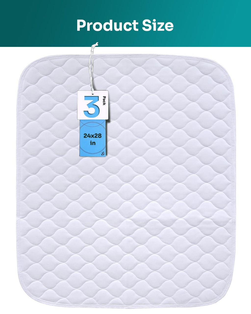 Bed Pads Washable Waterproof, 24x28 (Pack of 3), Incontinence Bed Pads Washable, Waterproof Mattress Protector for Adults Kids P