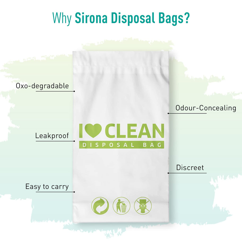 Sirona Personal Disposal Bags - 30 Bags for Discreet Tampons, Sanitary Pads/Napkin, Panty Liners, Tampons & Condoms | Menstrual