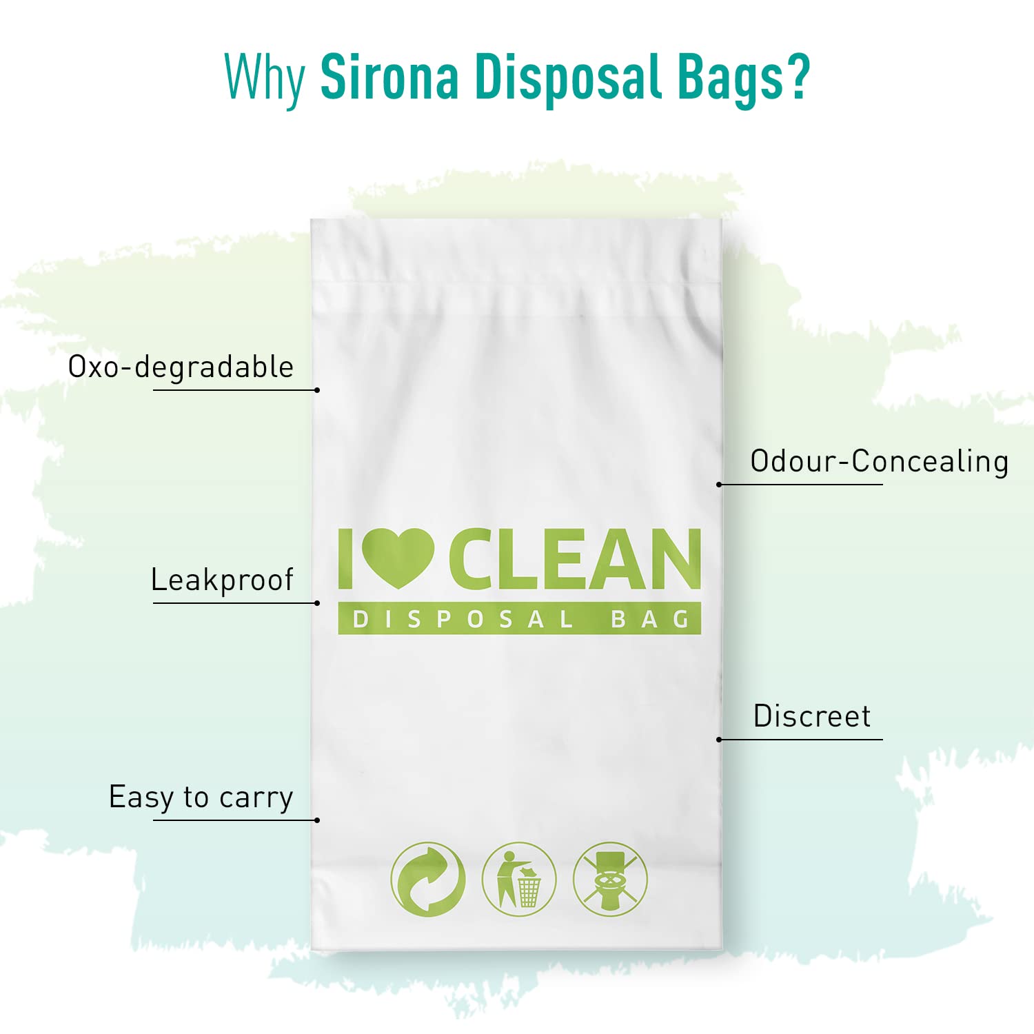 Sirona Personal Disposal Bags - 30 Bags for Discreet Tampons, Sanitary Pads/Napkin, Panty Liners, Tampons & Condoms | Menstrual