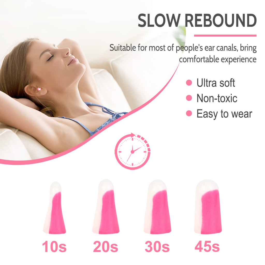 LYSIAN Ultra Soft Foam Sleep Earplugs, 38dB SNR Noise Reduction Ear Plugs for Sleeping, Mowing, Shooting-60 Pairs,Double Color P