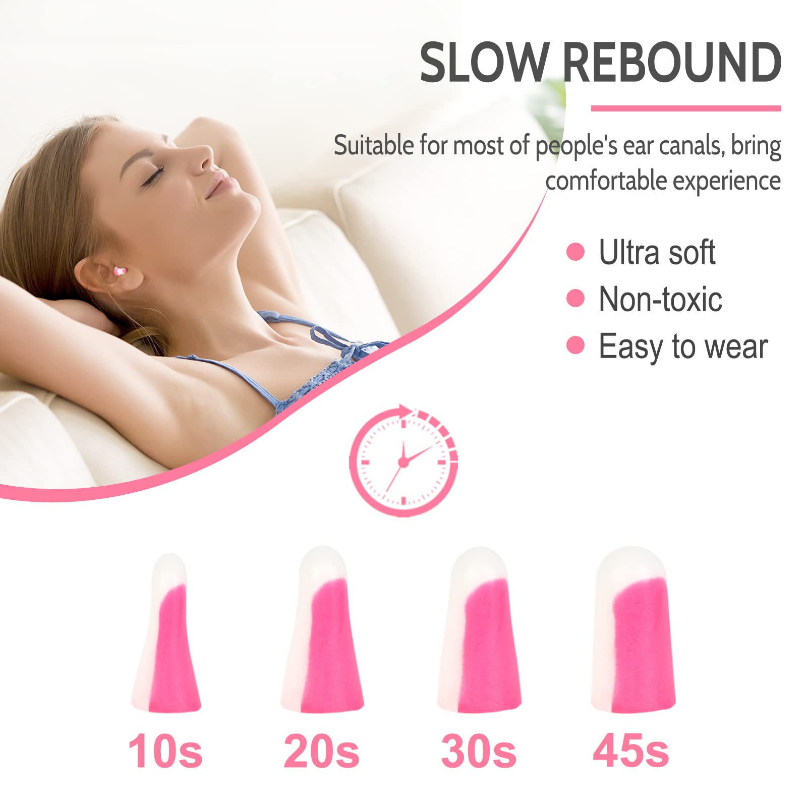 LYSIAN Ultra Soft Foam Sleep Earplugs, 38dB SNR Noise Reduction Ear Plugs for Sleeping, Mowing, Shooting-60 Pairs,Double Color P