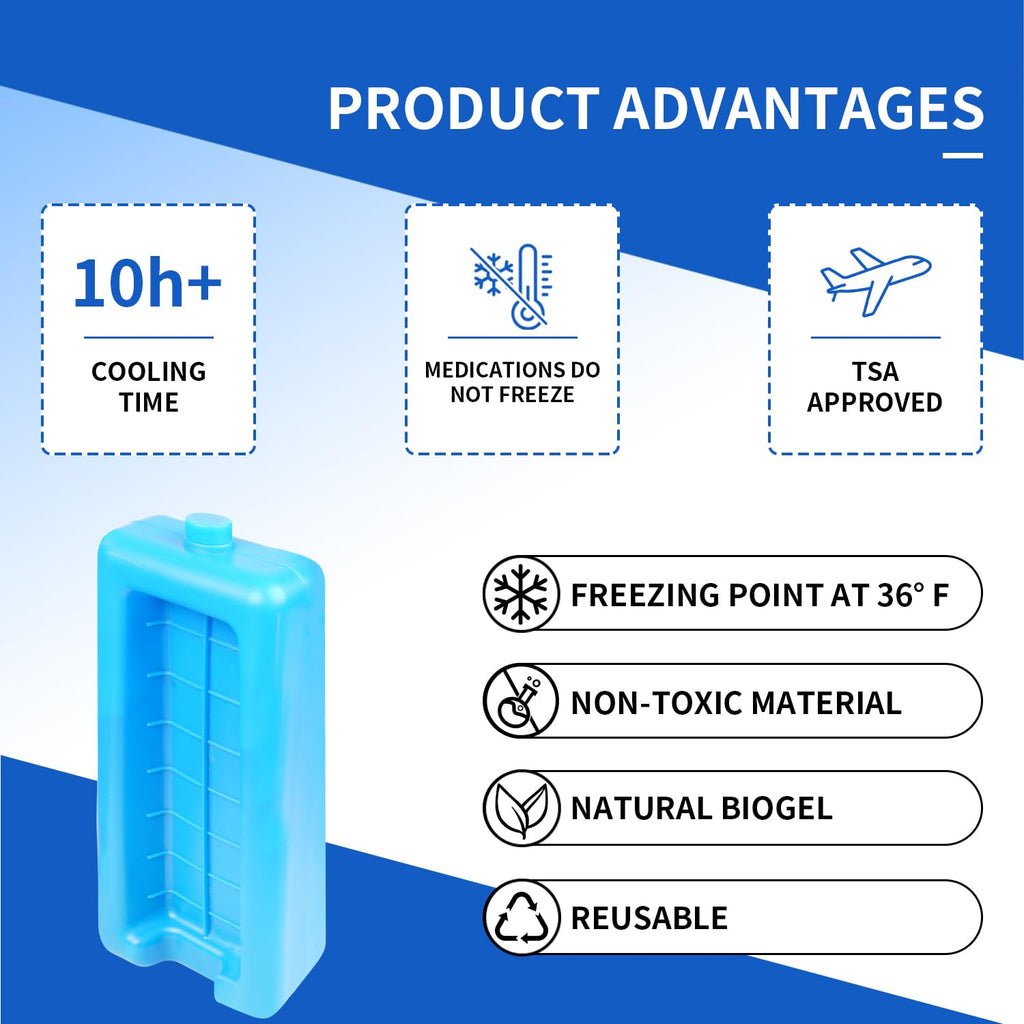 sarlar Insulin Vial Cooler Travel Case with TSA Approved Ice Brick, Diabetic Medication Insulated Cooling Bag for Insulin Pen an