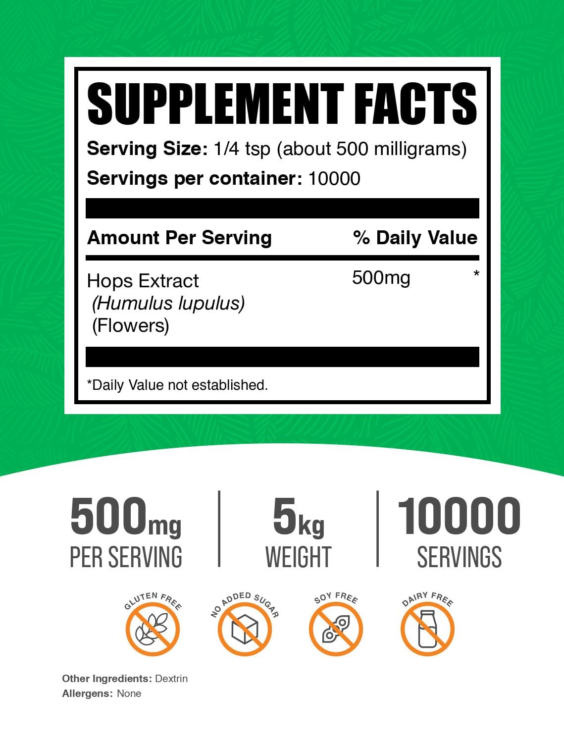 BulkSupplements.com Hops Extract Powder - Herbal Supplement, Sourced from Hops Flowers - Gluten Free, 500mg per Serving, 1kg (2.