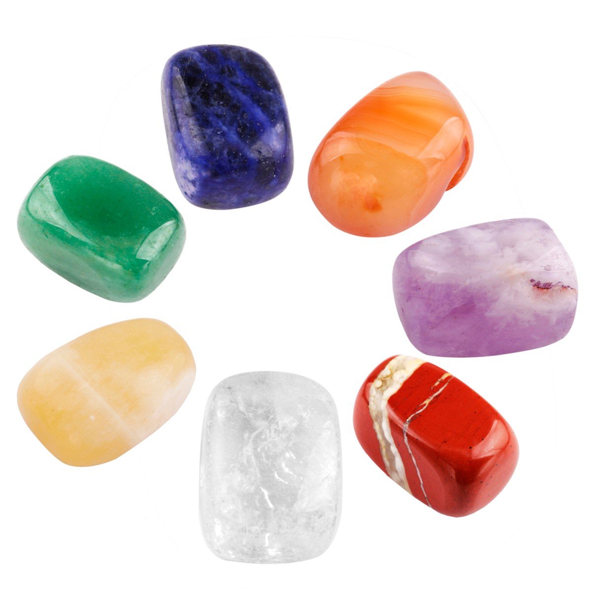 Rockcloud Healing Crystal Kit,Rock Crystal,Rose Quartz Guardian Angel,Palm Stones,Natural Raw Amethyst Cluster,7 Chakra Bracelet