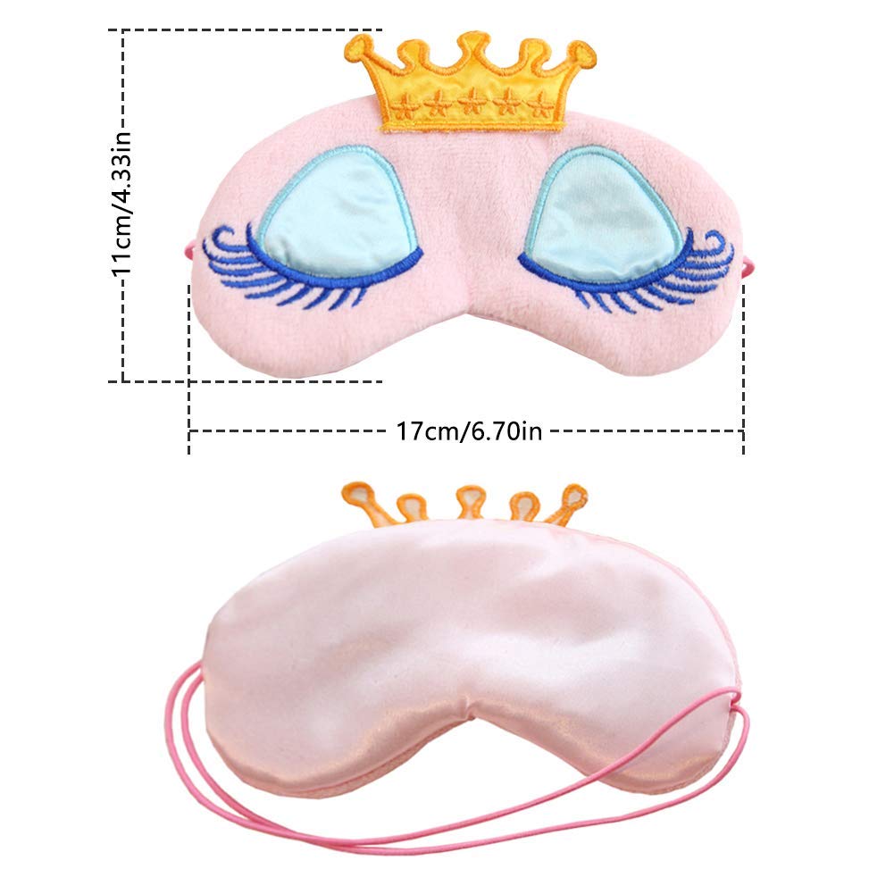 EleCharm 2-Pack Women Girl's Sleeping Eye Mask Princess Crown Eyelash Cosplay Blindfold Travel Party Eye Mask