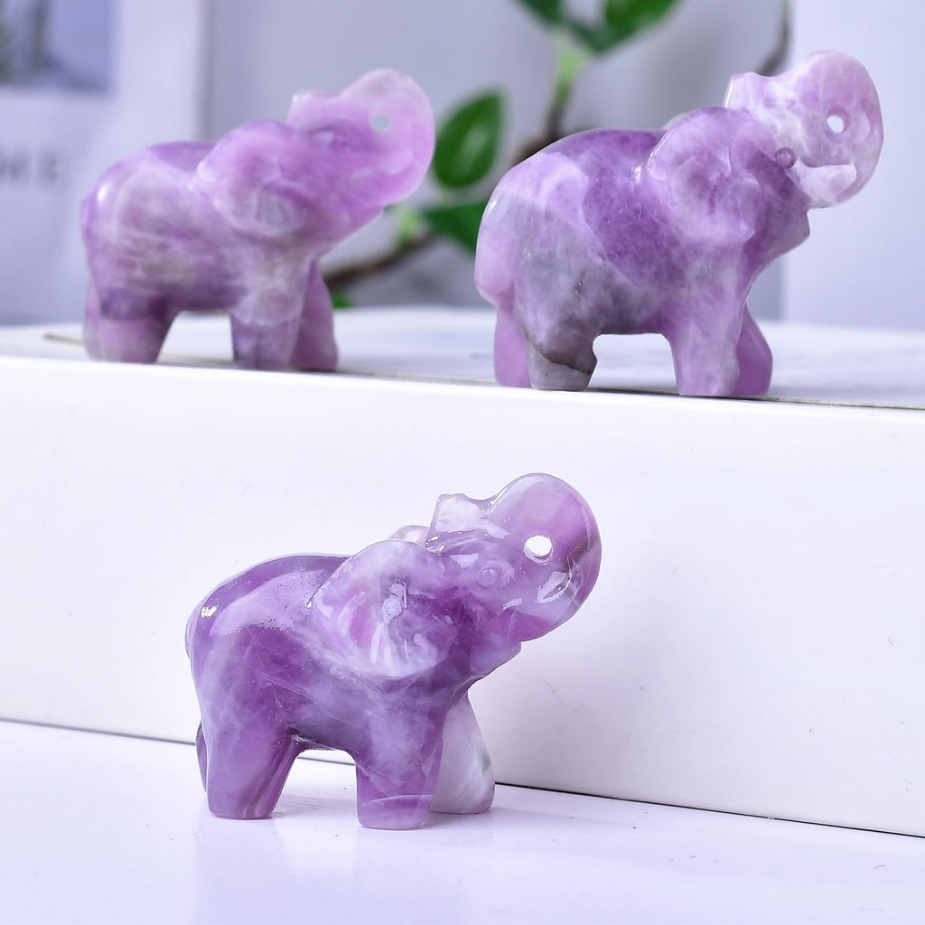 Ytbeoxk 1.8 Inch Amethyst Elephant Crystals Decor, Healing Crystal Cute Figurines, purple Elephant Gemstones Decorations Statue,