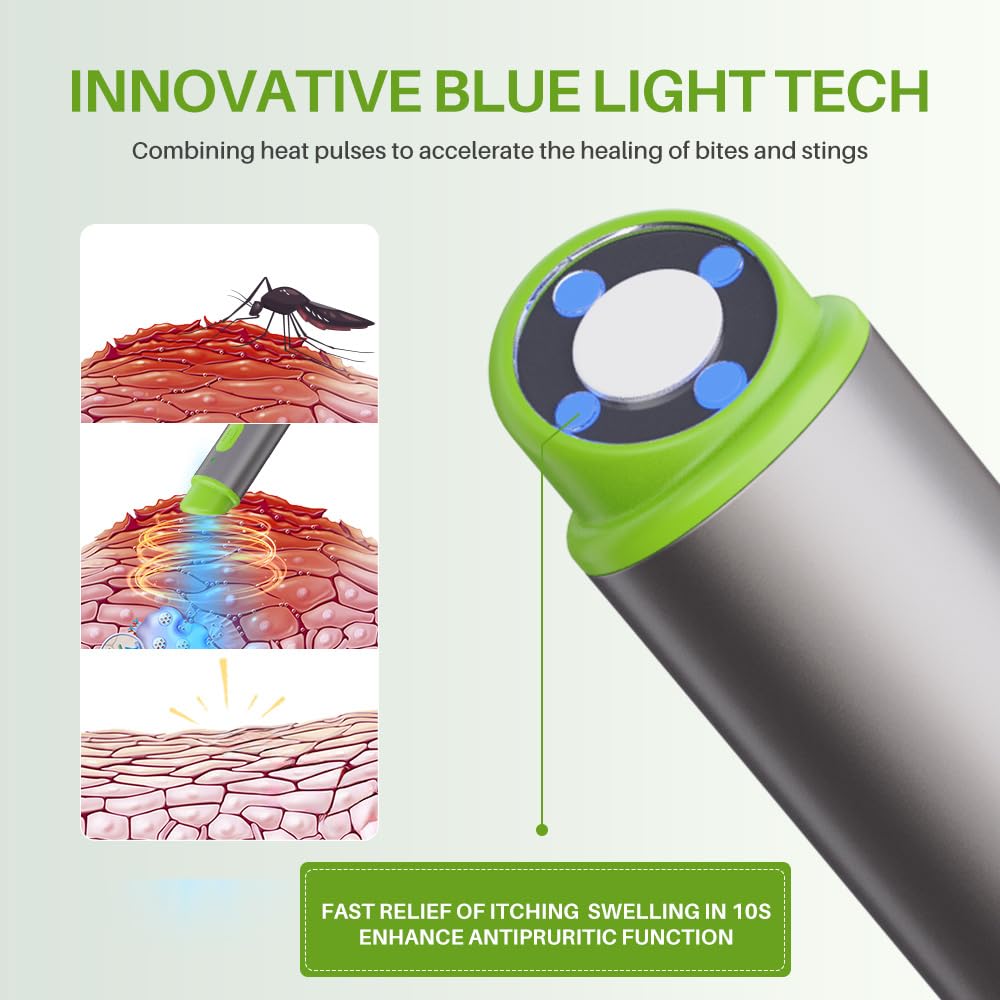 Bug Bite Relief with Suction Tool and Heat Mosquito Itch Relief-Insect Sting&2-in-1 Bite Relief Rechargeable Bug Bite Sucker and