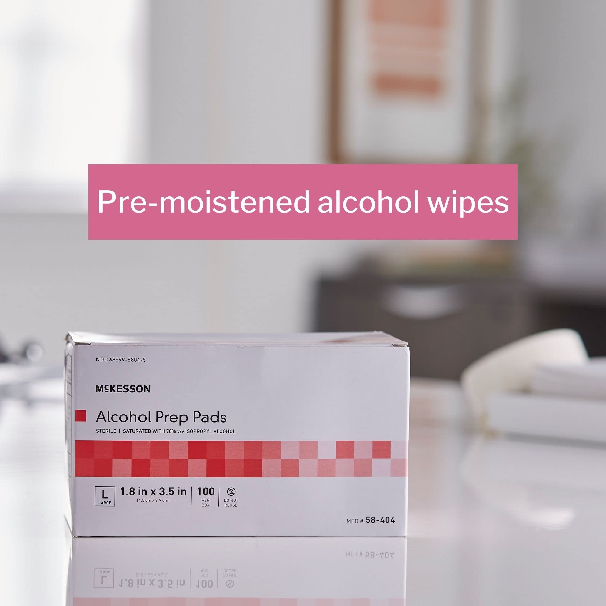 McKesson Alcohol Prep Pads [Pack of 1000] 70% Isopropyl, Individually Wrapped Wipes, Sterile, Medical-Grade, First Aid, Large, 1