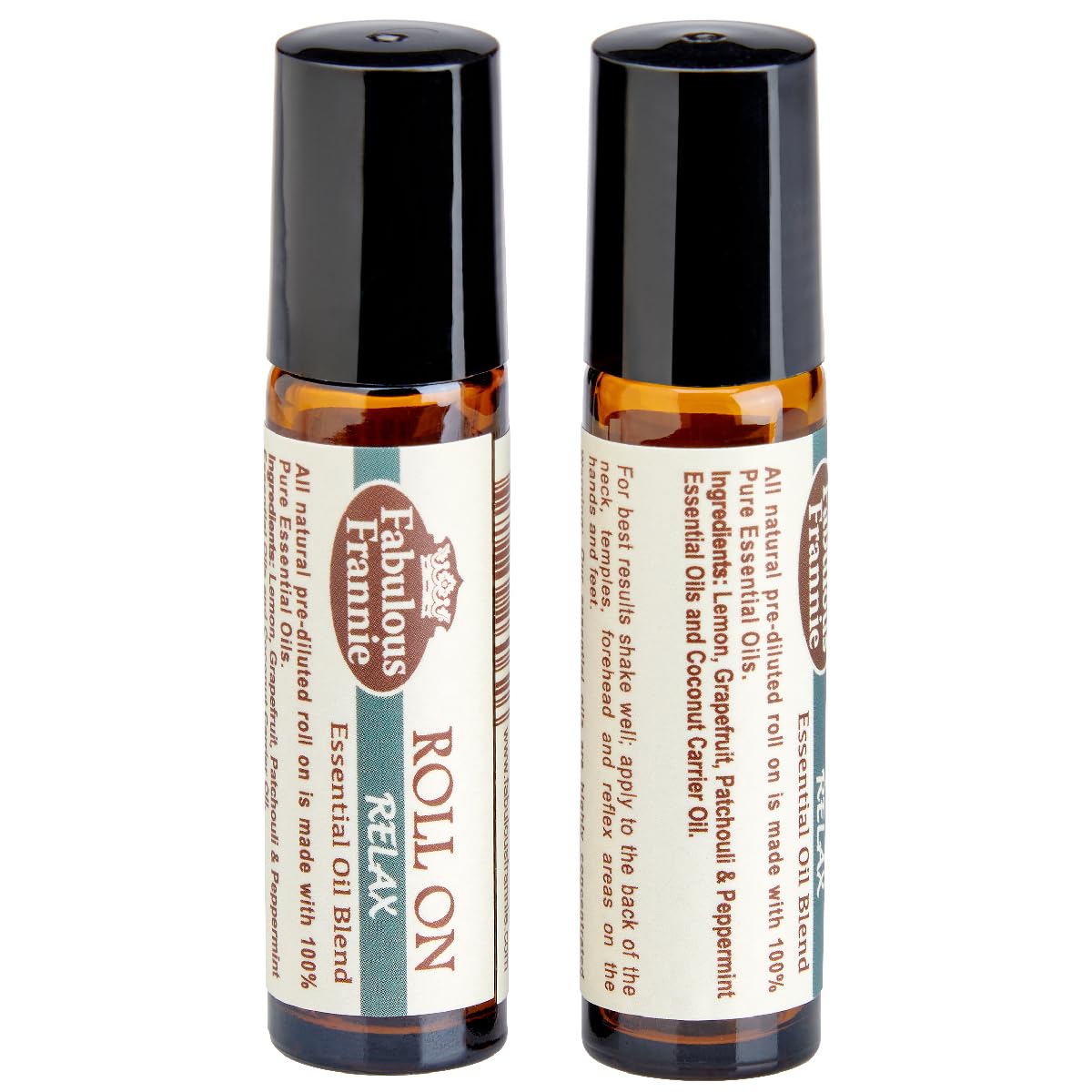 Fabulous Frannie Relax Essential Oil Blend Roll On 10ml Made with Coconut Carrier Oil Oil, Lemon, Grapefruit, Patchouli and Pepp