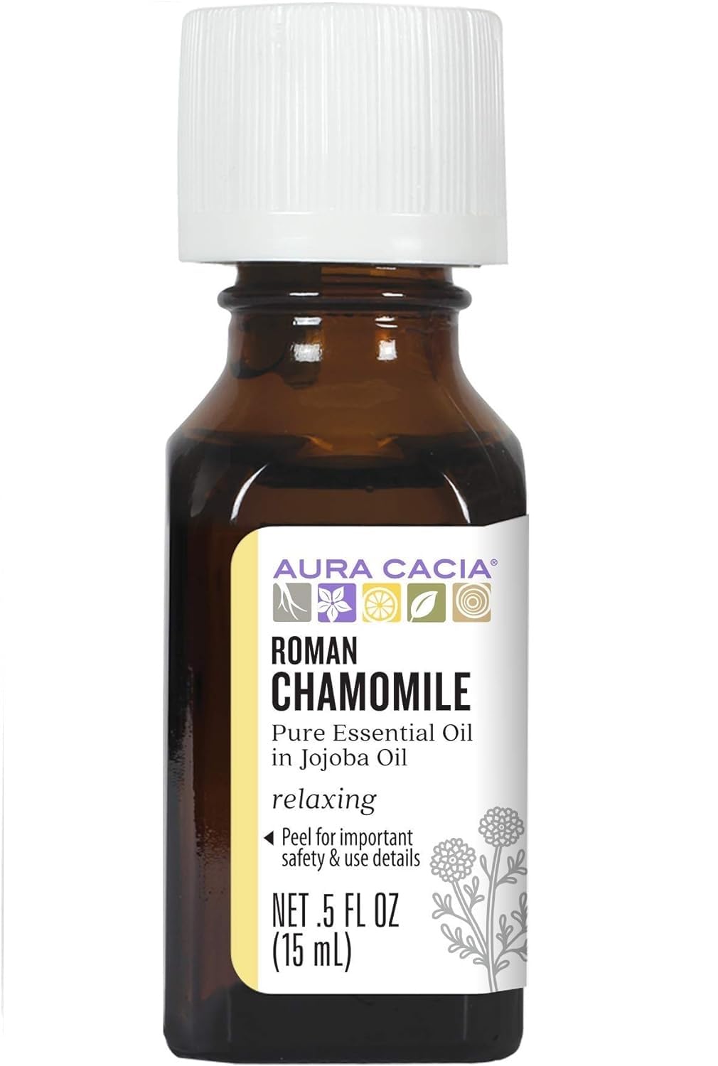 Aura Cacia Roman Chamomile in Jojoba Oil, 100% Pure Therapeutic Grade, 15ml