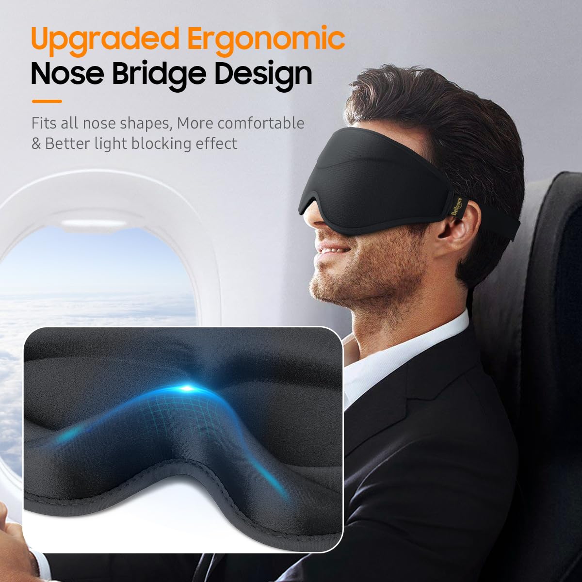 Sleep Mask, Premium Eye Mask for Sleeping, Total Blackout, Super Soft Comfort, Adjustable Fit, Upgraded 3D Ergonomic Designed Sl