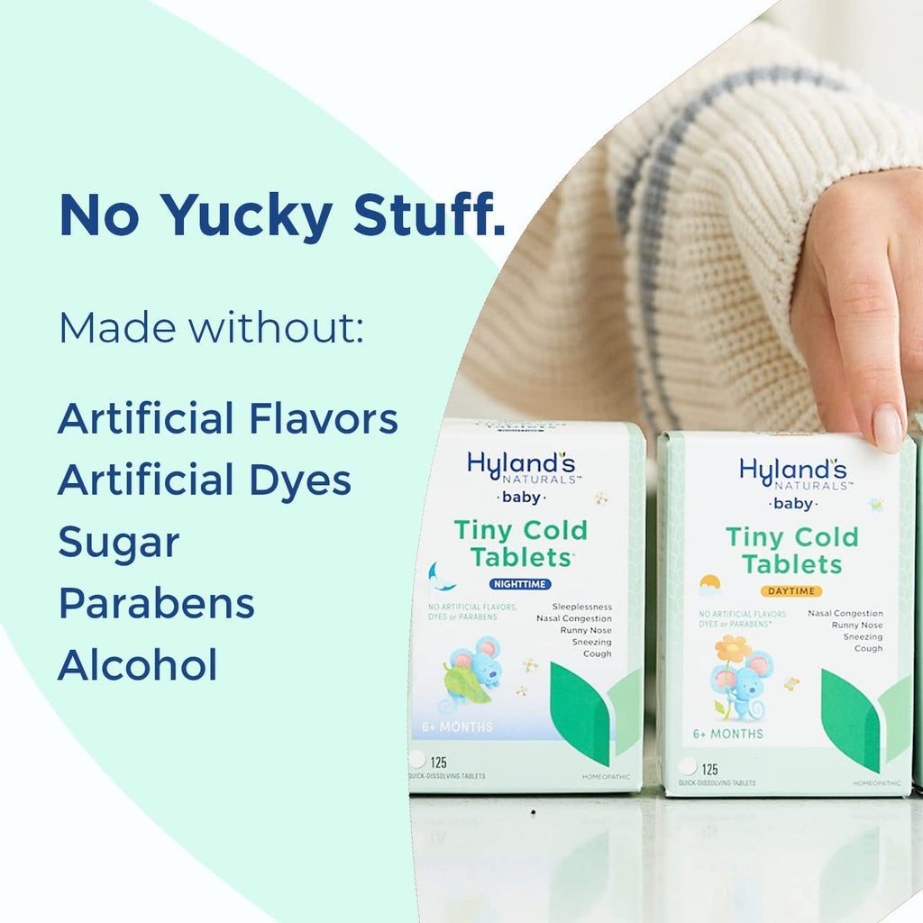 Hylands Baby Tiny Cold Tablets, Day and Night Value Pack, Infant and Baby Cold Medicine, Decongestant, Runny Nose and Cough Reli