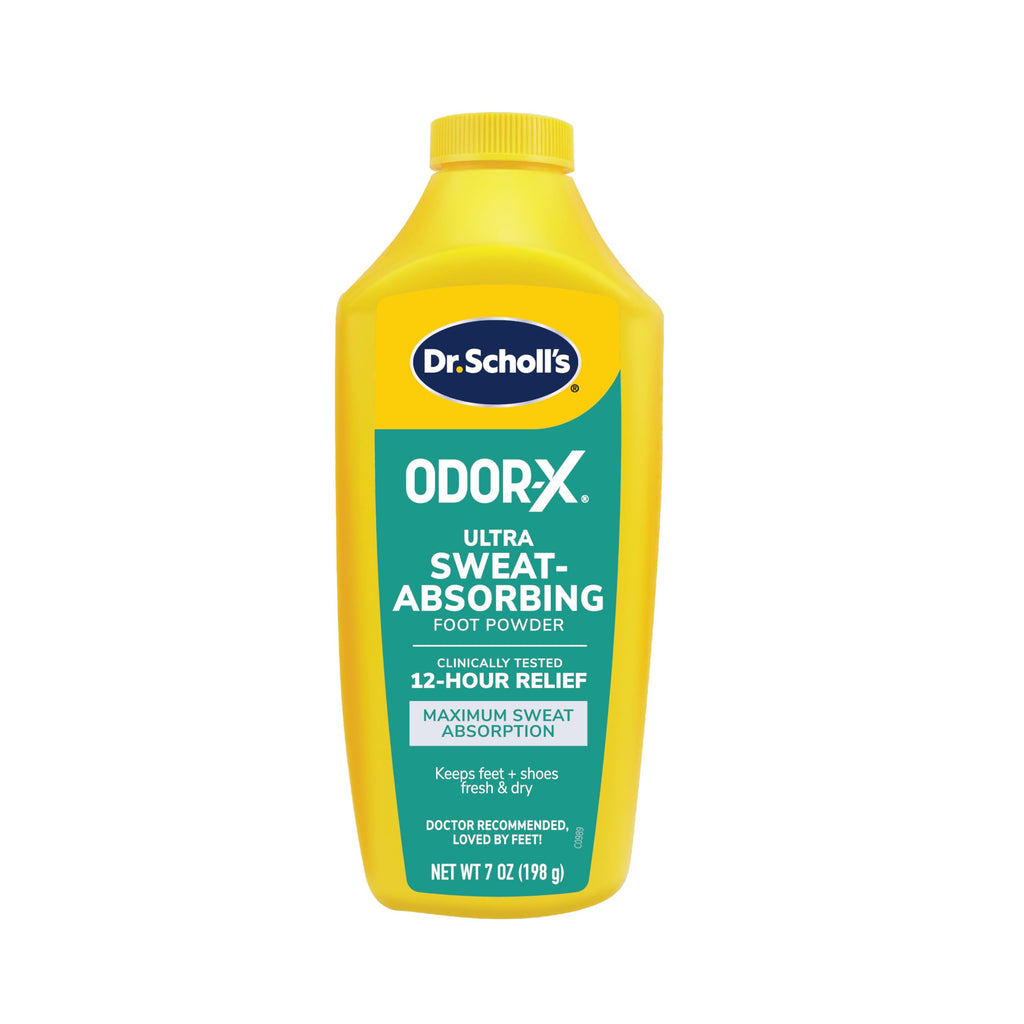 Dr. Scholls ULTRA-SWEAT ABSORBING FOOT POWDER, 7 oz // Maximum Sweat Absorption - Clinically Tested 12-Hour Relief - Keeps Feet