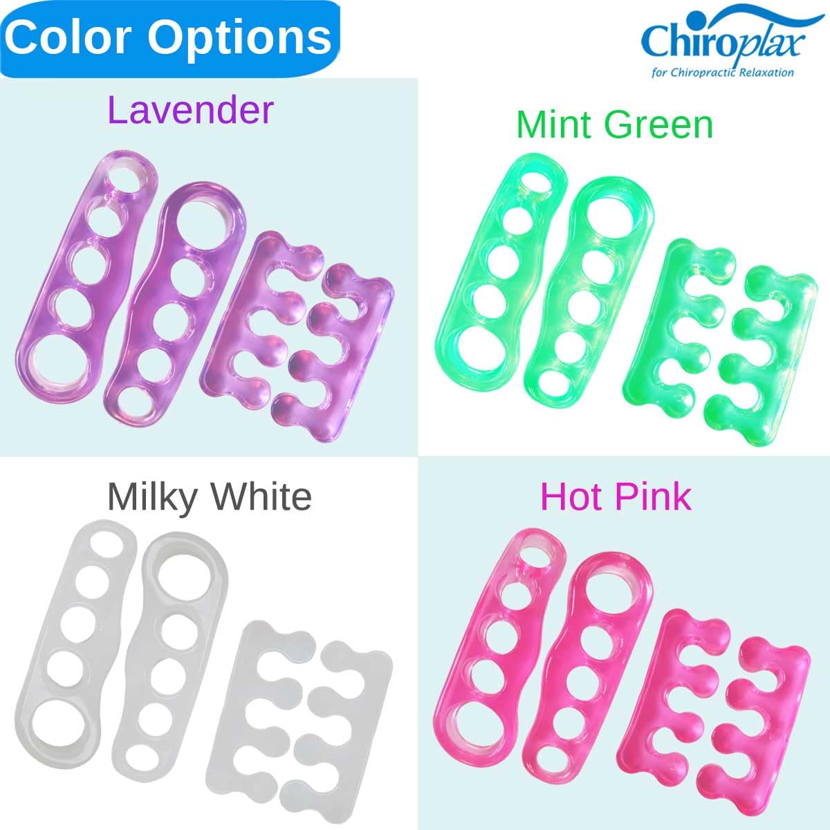 Chiroplax Gel Toe Separators Stretchers Spreader Spacer for Bunion Bunionette Relief Hammer Overlapping Toe Straightener Correct