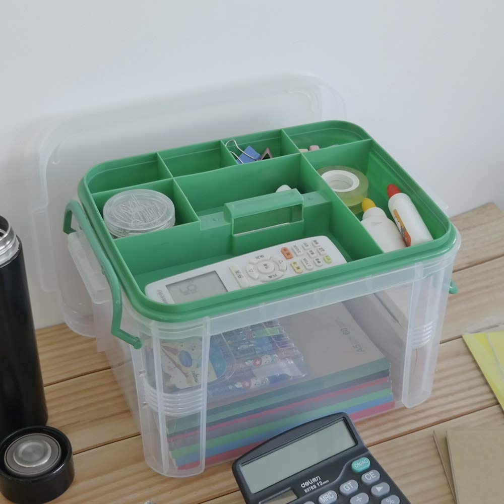 Nesmilers Large Family First-Aid Box, Clear Medicine Storage Box with Tray
