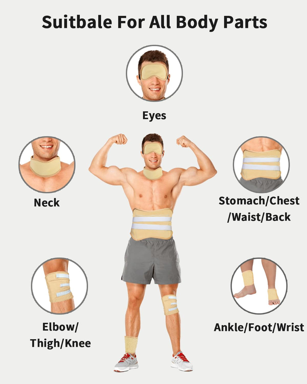 10 Pcs Castor Oil Pack Wrap for Men, Castor Oil Pack for Men Whole Body with Adjustable Straps, Castor Oil Wrap Set Flannel Cott