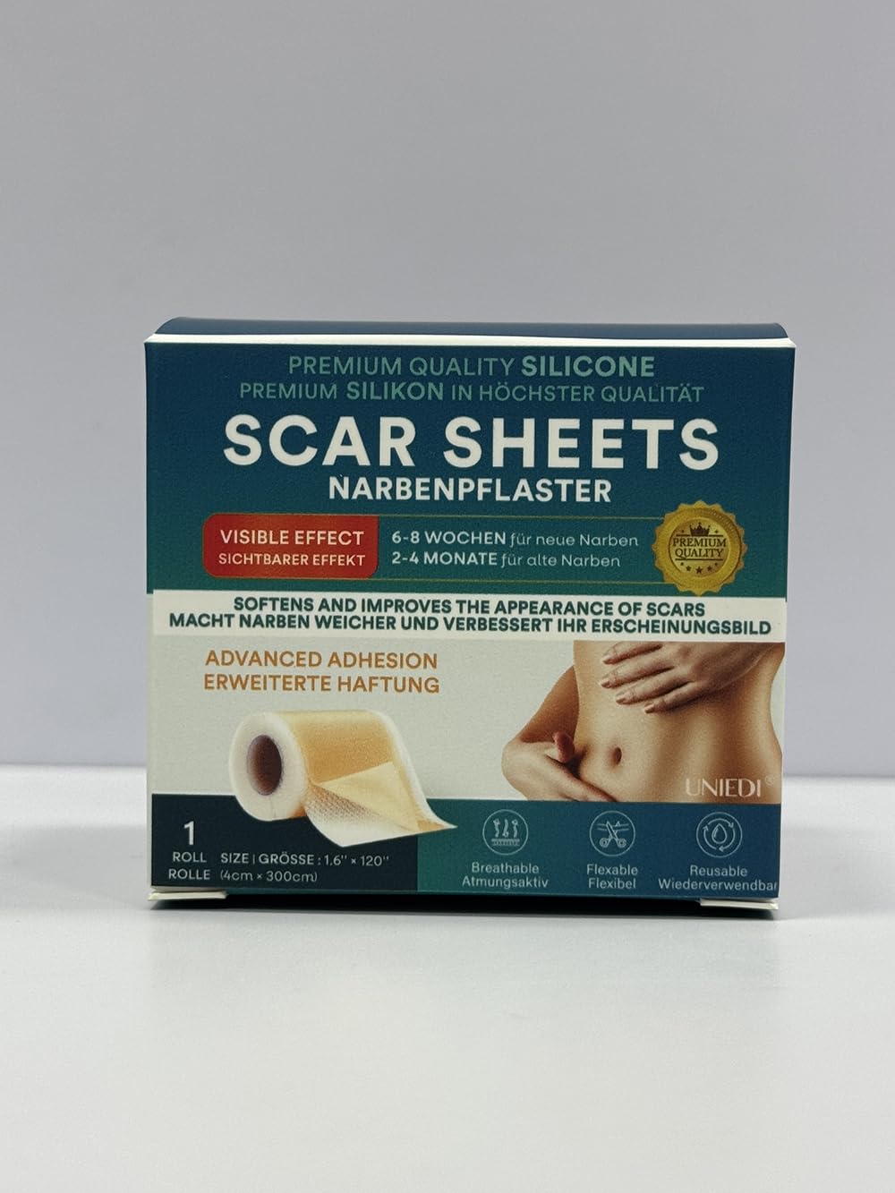 Silicone Scar Sheets, Silicone Scar Tape(1.6''x 120'' Roll-300CM), Silicone Tape for Scars, Scar Tape for Surgical Scars, Silico