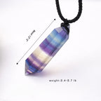 Runyangshi Rainbow Fluorite Healing Crystal Pendants, Double Pointed Natural Crystal Quartz Necklace 6 Faceted Chakra Crystal Wa