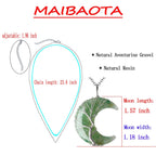 MAIBAOTA Green Aventurine Necklace Healing Crystal Stones Tree Life Wire Wrapped Crescent Moon Phase Pendant Necklace Mothers Da