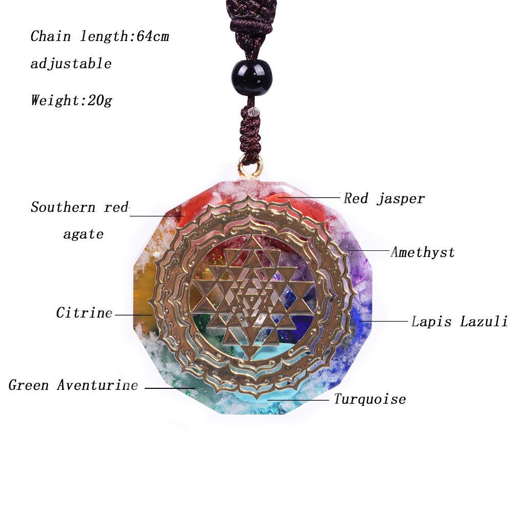 Day Day Up Orgonite Necklace Sri Yantra Luminous Pendant Sacred Geometry Chakra Energy Necklace Meditation Jewelry