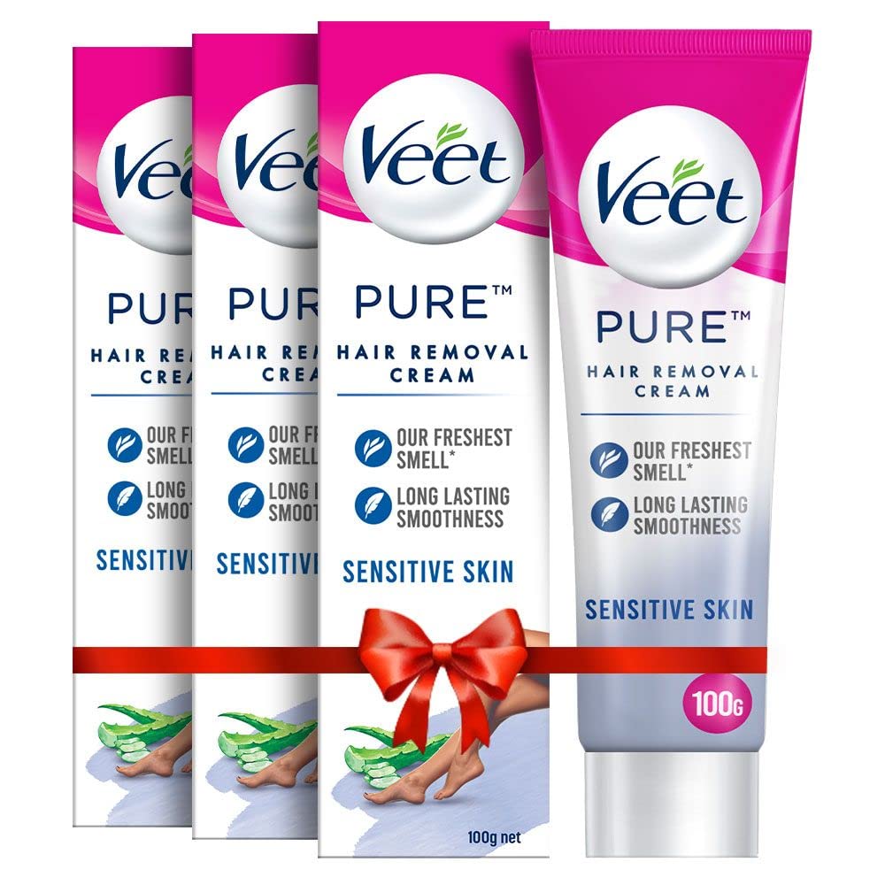 Veet Hair Removal Cream For Women , Sensitive Skin  100 G (Buy 2 Get 1 Free Offer)| Suitable For Legs , Underarms , Bikini Line