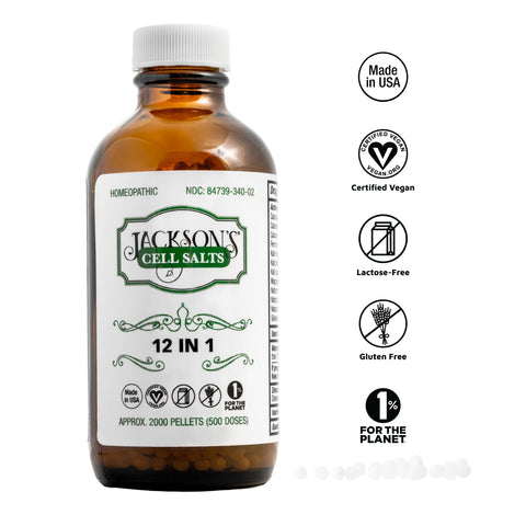 Jackson's 12-in-1 Cell Salt Combination - Certified Vegan, Lactose-Free All 12 Tissue Salts in 6X Potency - Made in The USA (200