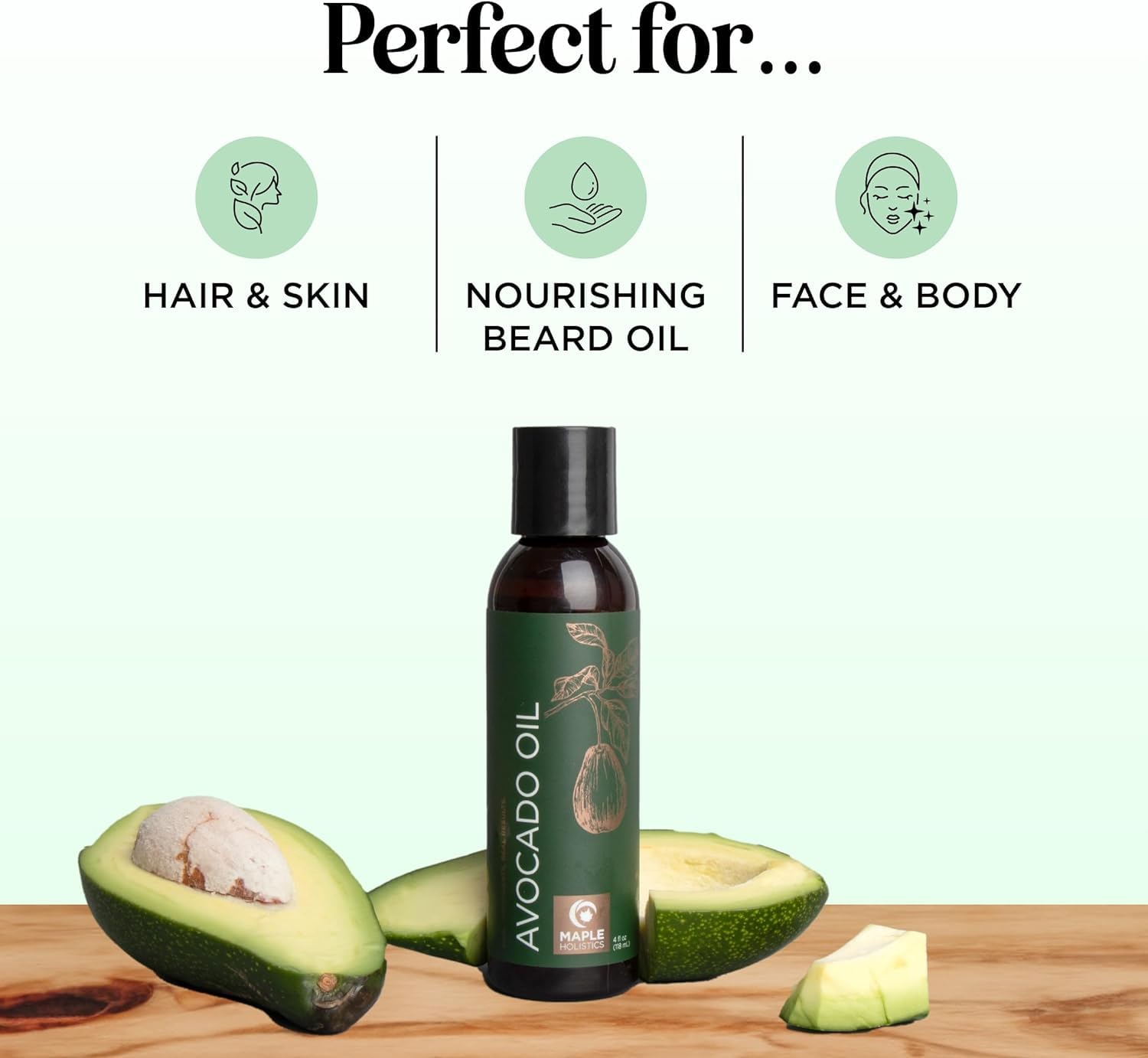 Avocado Oil For Hair and Skin - 100% Pure Avocado Oil for Skin and Nail Care plus Dry Hair Treatment and Facial Oil Moisturizer
