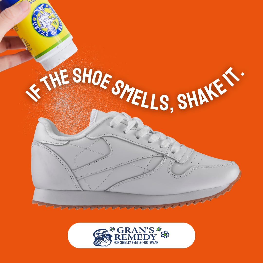 Grans Remedy Original Unscented Shoe Deodorizer and Foot Powder for Smelly Feet - Effective Shoe Odor Eliminator in Travel Size