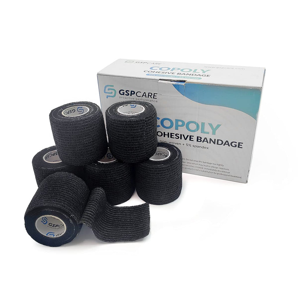 Self Adherent Cohesive Wrap Bandages 2 Inches (Black, 6 Count ...