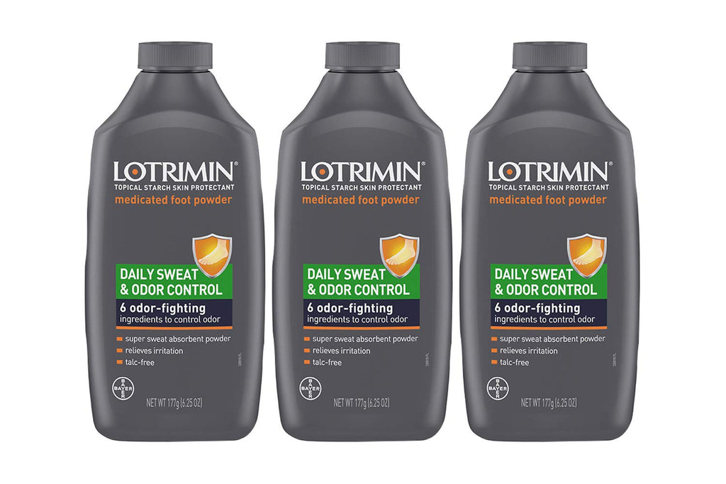 Lotrimin Daily Sweat & Odor Control Medicated Foot Powder, Topical Starch Skin Protectant, 6 odor-fighting Ingredients to contro